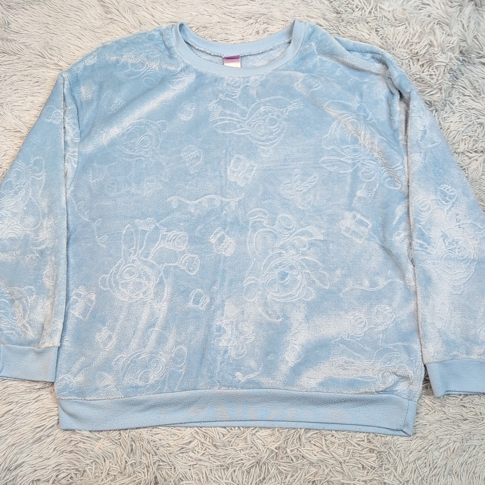 Disney Sweatshirt Womens XXL Blue Stitch Character Soft Comfort Casual Cozy